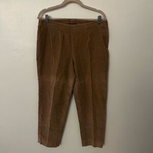 Piazza Sempione Tan Corduroy Womens Cropped Pants Size EU 44 US 10 Side Zipper